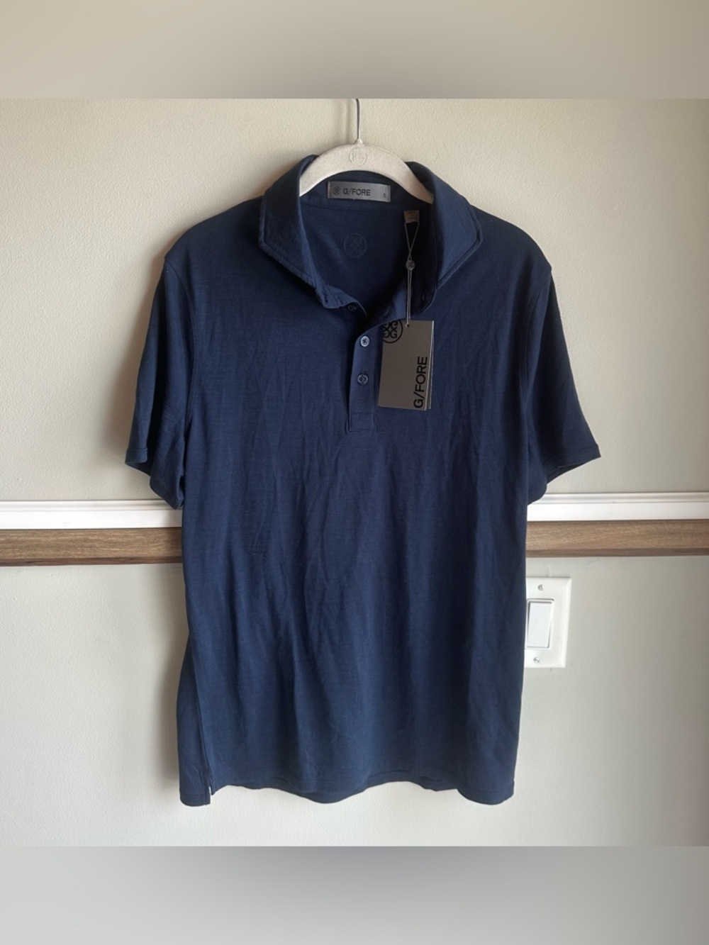 G/FORE Navy Blue Merino Wool Blend Golf Polo​